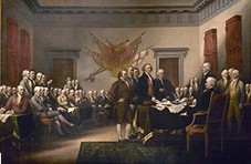 Painting of Second Continental Congress preparing the Declaration of Independence